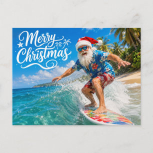 Carte Postale PÈRE NOËL à la plage d'Hawaï pour Noël