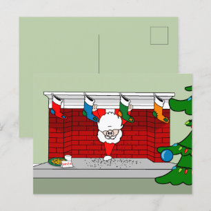 Carte Postale Père Noël à la traîne