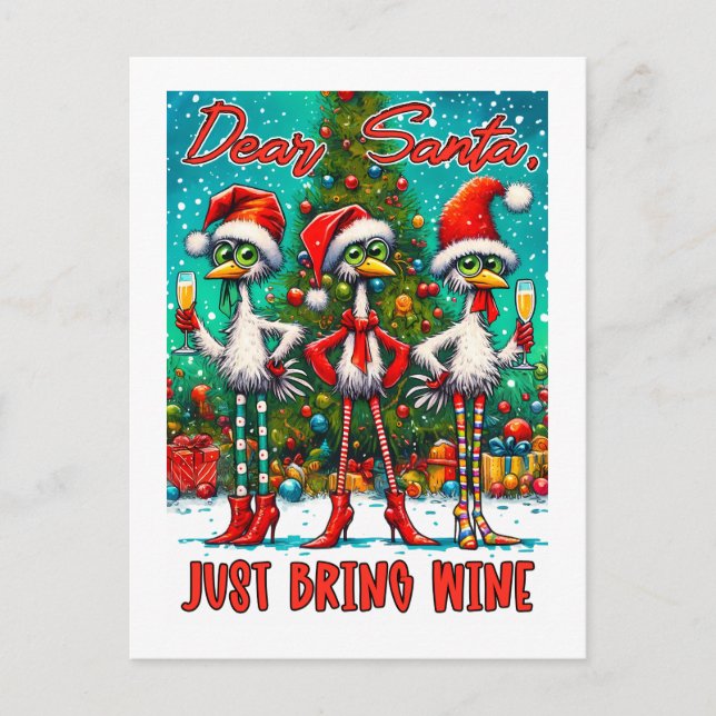Carte Postale Père Noël Apporte Juste du Vin  (Devant)