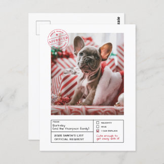 Carte Postale Père Noël Approuvée Naughty ou Nice