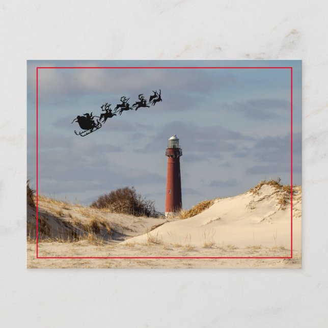 Carte Postale Père Noël au-dessus du phare de Barnegat (Devant)
