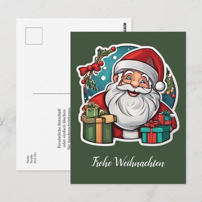 Carte Postale Père Noël avec des cadeaux -  (Devant / Derrière)
