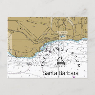 Carte Postale père Noël Barbara CA Yacht Chart