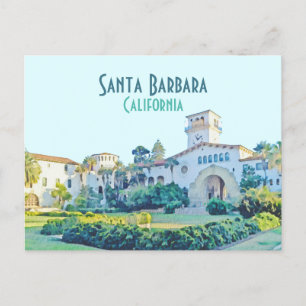 Carte Postale Père Noël Barbara California Courthouse Watercolor