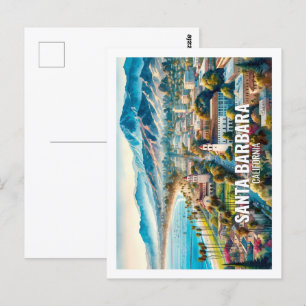 Carte Postale Père Noël Barbara California Famous Place aquarell