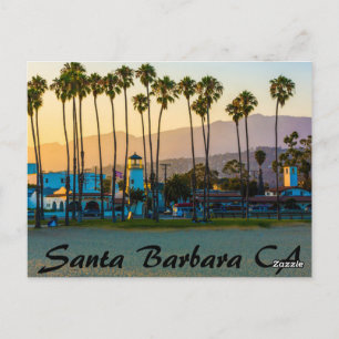 Carte Postale père Noël BARBARA CALIFORNIA SUR LA PLAGE