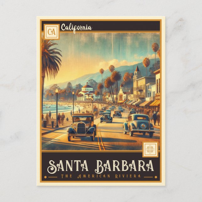 Carte Postale Père Noël Barbara, Californie | VINTAGE (Devant)