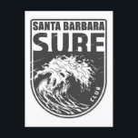 Carte Postale Père Noël Barbara Surf Club California Emblem<br><div class="desc">Design père Noël Barbara Surf Club avec illustration d'ondes océaniques dans un style badge.</div>