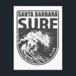 Carte Postale Père Noël Barbara Surf Club California Emblem<br><div class="desc">Design père Noël Barbara Surf Club avec illustration d'ondes océaniques dans un style badge.</div>