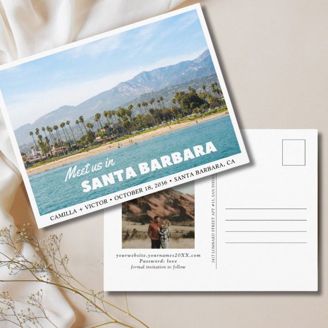 Carte Postale Père Noël Barbara Wedding Enregistrer la date Cart (Santa Barbara Wedding Save the Date Postcard
)