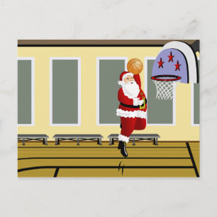 Carte Postale père Noël Basket