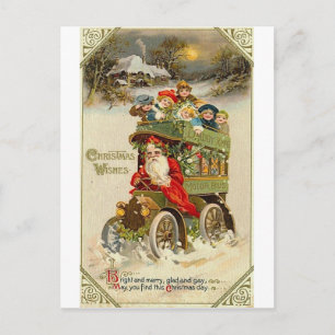 Carte Postale Père Noël bus et enfants