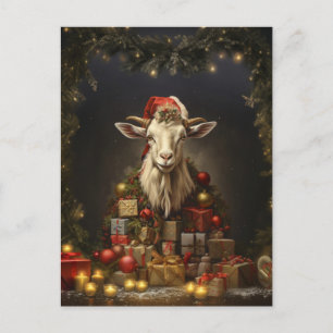 Carte Postale Père Noël chèvre de Noël