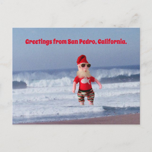 Carte postale - Père Noël dans les vagues (Devant)