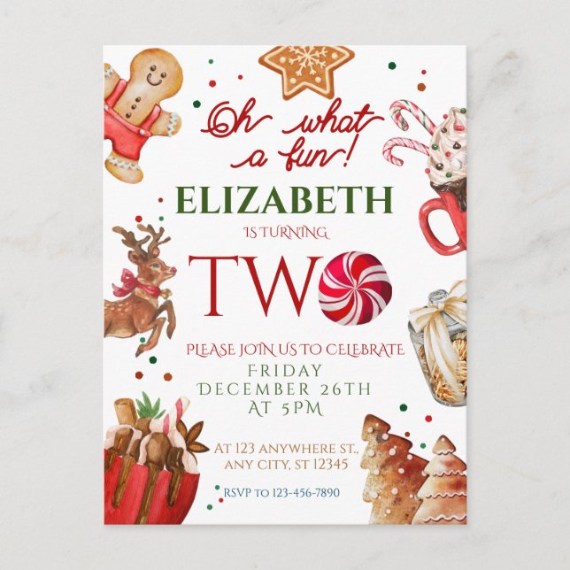 Carte Postale Père Noël de Noël Renne quel anniversaire amusant  (Devant)