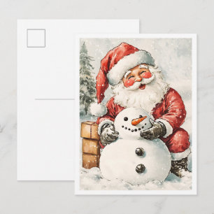 Carte Postale Père Noël de Noël vintage nostalgique