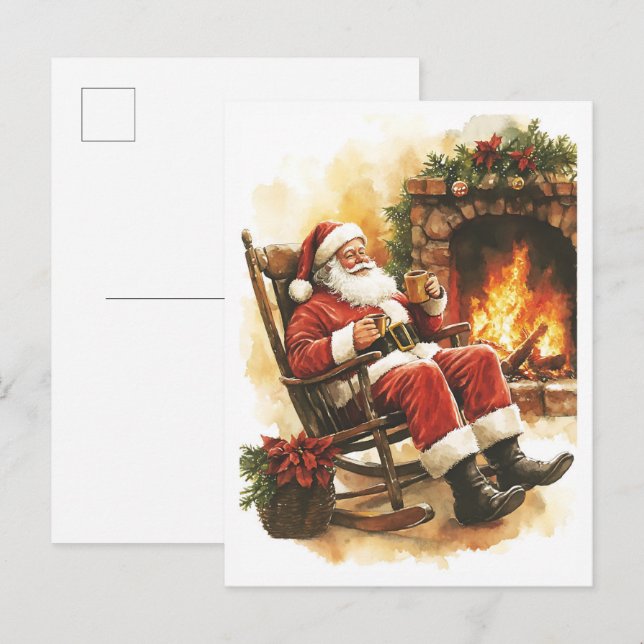 Carte Postale Père Noël de Noël vintage nostalgique (Devant / Derrière)