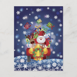 Carte postale père Noël Driving Vintage Car