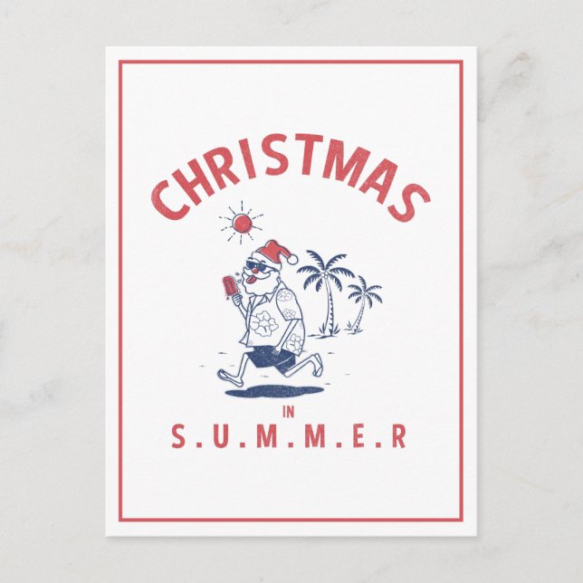Carte Postale Père Noël Drôle En Été Noël En Juillet (Devant)