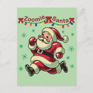 Carte Postale Père Noël en mode Zoomie Noël