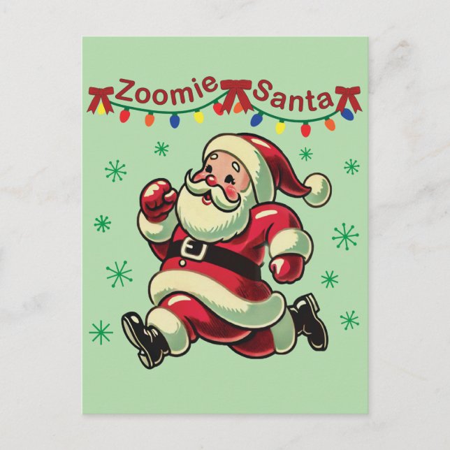 Carte Postale Père Noël en mode Zoomie Noël (Devant)
