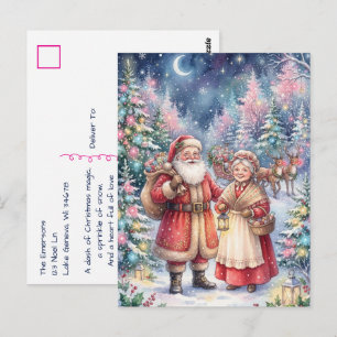 Carte Postale Père Noël et Mme Claus vintage Noël fantaisiste