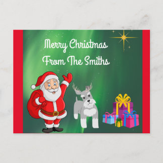 Carte postale père Noël ET SCHNAUZER PERSONNALISÉE