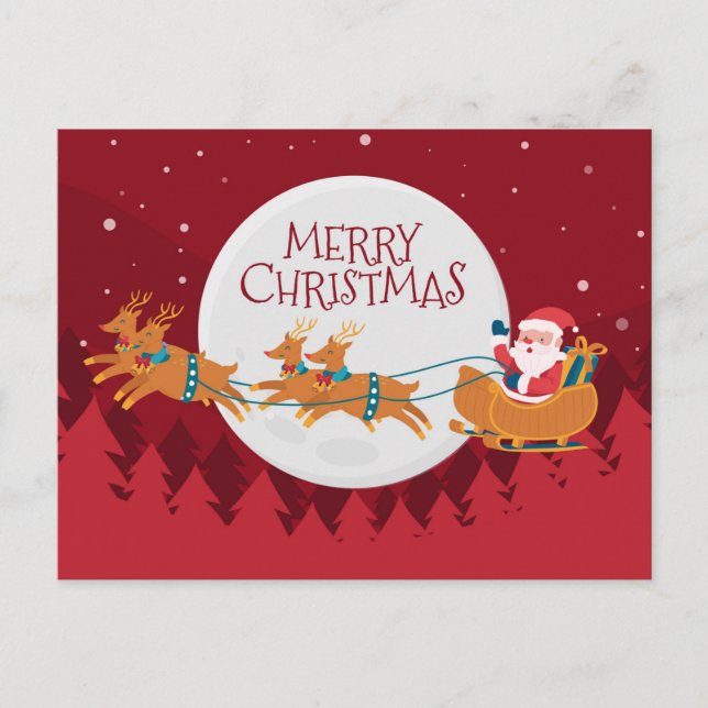 Carte Postale Père Noël et Sleigh (Devant)