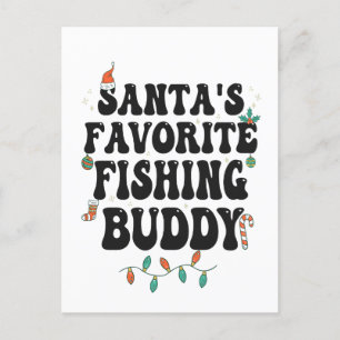 Carte Postale Père Noël Favori Pêche Buddy Funny Christmas Papa