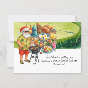 Carte Postale Père Noël Golf & Festive Petit déjeuner pour Club 