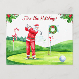 Carte Postale Père Noël golfeur Golf Noël Vacances