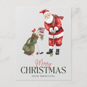 Carte Postale Père Noël golfeur jouant au golf dans le Minnesota