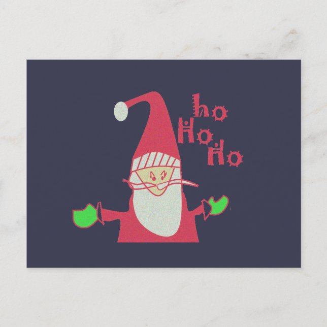 Carte Postale Père Noël humoristique avec Ho Ho Ho Festive (Devant)