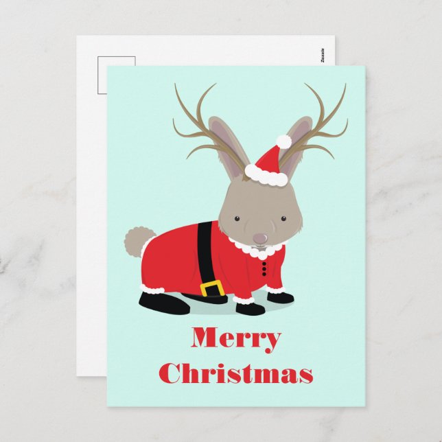 Carte postale père Noël Jackalope Christmas Holida (Devant / Derrière)