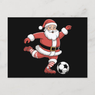 Carte Postale Père Noël Joue au Football de Noël Sports