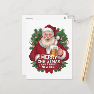 Carte Postale Père Noël Joyeux Noël Bonne Nouvelle Bière