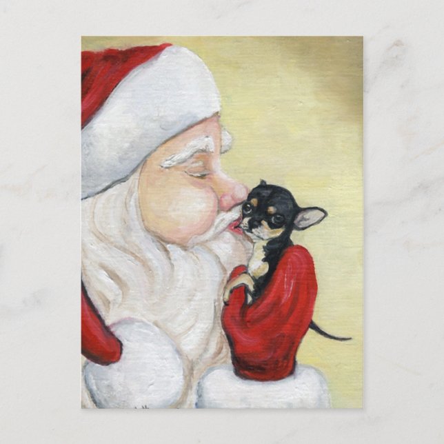 Carte postale "Père Noël Kiss for Chihuahua" (Devant)