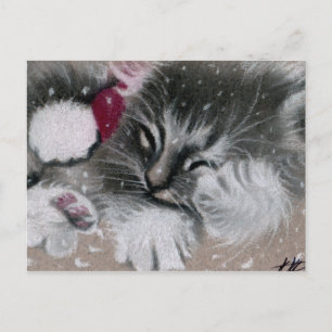 Carte postale père Noël Kitty Cat