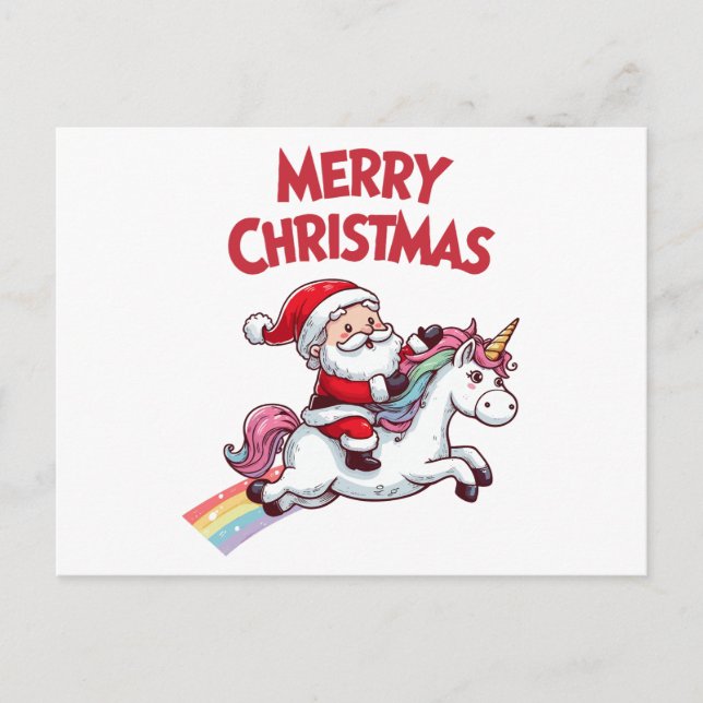 Carte Postale Père Noël Licorne Joyeux Noël (Devant)