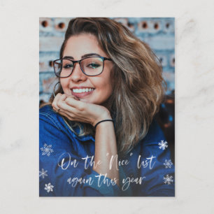 Carte Postale père Noël - Liste de Nice - Texte blanc