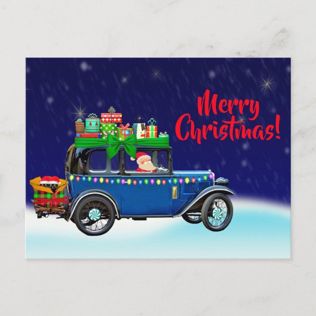 Carte postale père Noël Mobile Holiday (Devant)