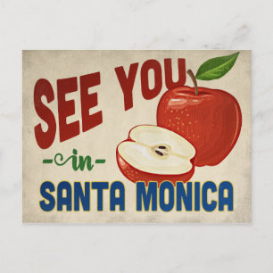 Carte Postale Père Noël Monica California Apple - Vintage voyage