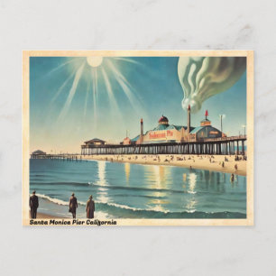 Carte Postale Père Noël Monica Pier California Vintage voyage