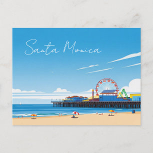 Carte Postale Père Noël Monica Pier Californie Los Angeles