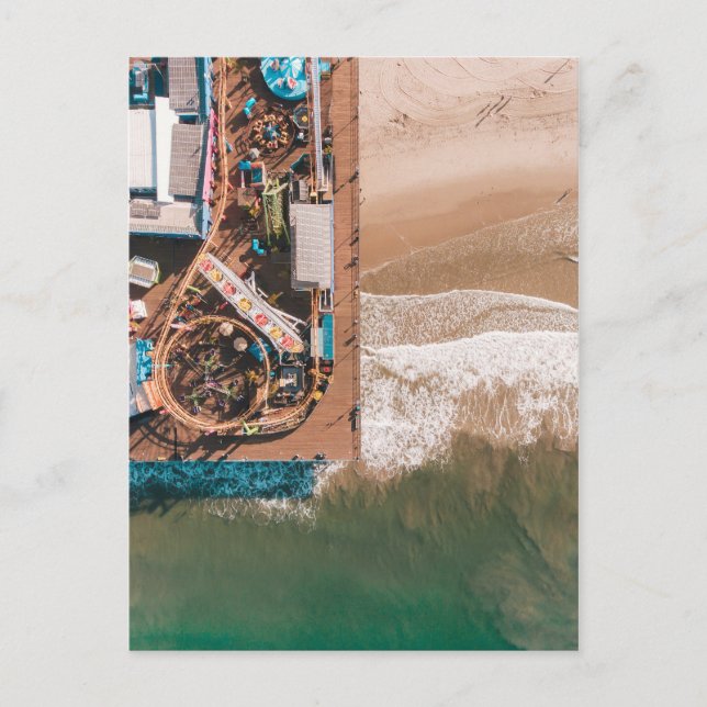 CARTE POSTALE PÈRE NOËL MONICA PIER, CALIFORNIE - VUE AÉRIENNE (Devant)