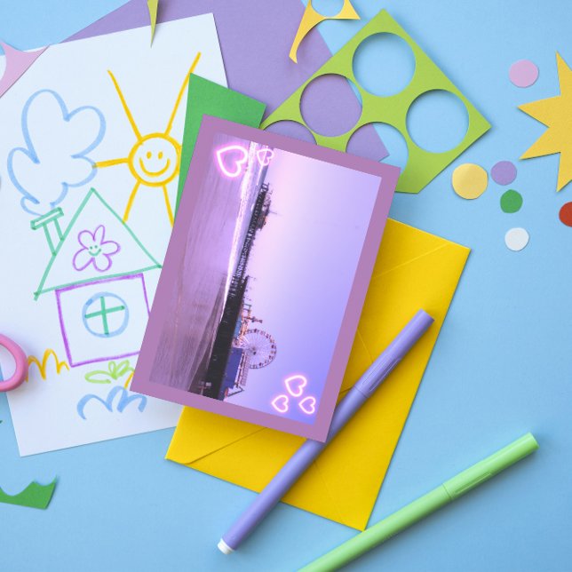 Carte Postale Père Noël Monica Pier Coeurs pourpres (Créateur téléchargé)