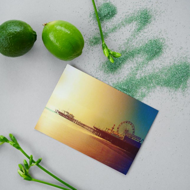 Carte Postale Père Noël Monica Pier - Orange Sunrise Photo Edit (Créateur téléchargé)