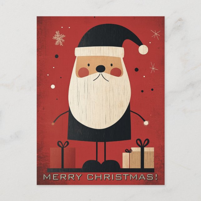 Carte Postale Père Noël noir et cadeaux de Noël (Devant)