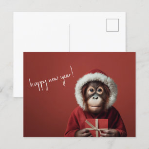 Carte Postale Père Noël Orangoutan Bonne année