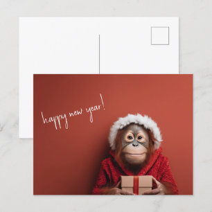 Carte Postale Père Noël Orangoutan Bonne année